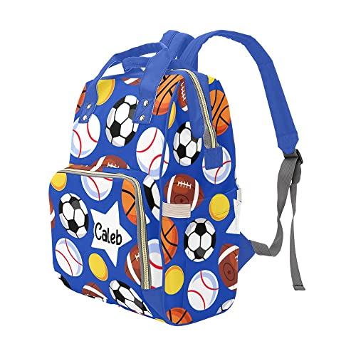 Sport Ball Soccer Personalized Diaper Backpack Custom Mommy Bag Unisex Travel Daypack for Mom Dad Boy Girl, 10.83'' L * 6.69'' W * 15'' H4