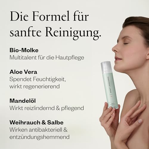 Pflegende Reinigungsmilch - 100ml - Intensive Gesichtsreinigung gegen Unreinheiten & Mitesser - mit Bio-Molke, Aloe Vera, Salbei, Mandel- & Jojobaöl - hergestellt im Chiemgau – Bild 4