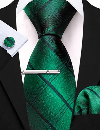 Image of Barry.Wang 6 PCS Men Ties Set Silk Business Fashion Woven Necktie Handkerchief Cufflinks Paisley Stripe Wedding Party