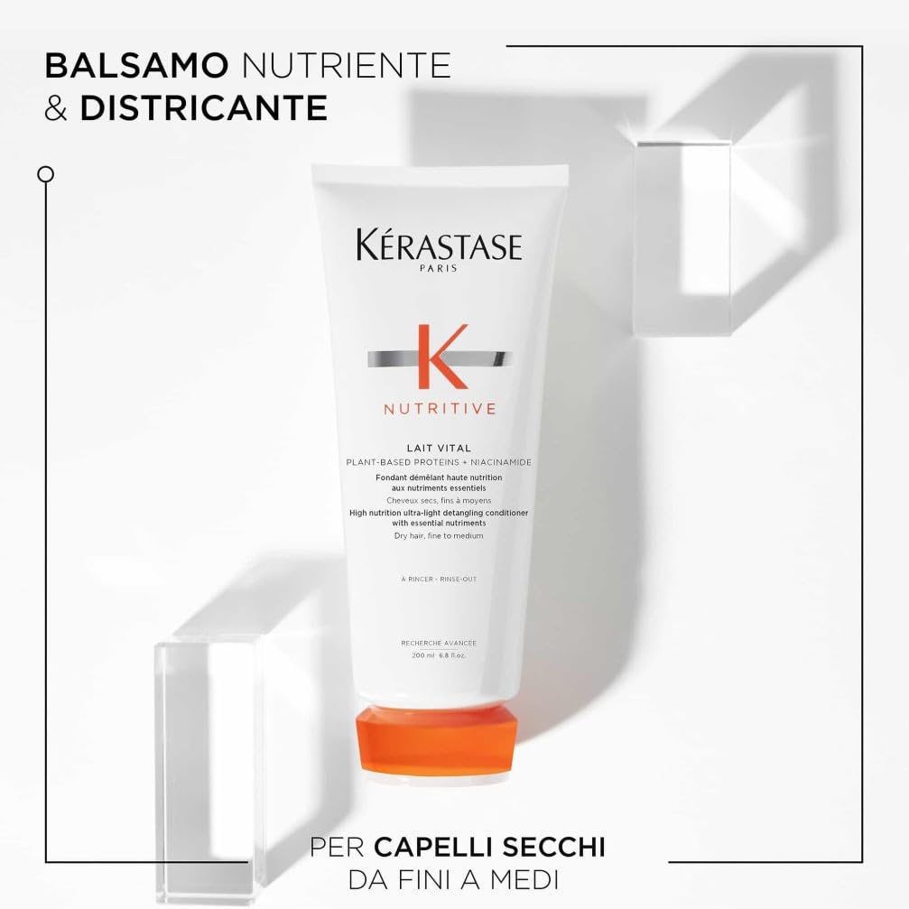 Kérastase, Nutritive, Routine Nutriente Per Capelli Secchi, Con Nutrienti Essenziali, Idrantante e Districante, Shampoo Bain Satin + Balsamo Lait Vital