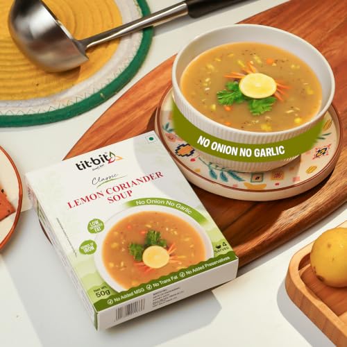 Image of Tit-Bit Lemon Coriander Soup | No Onion No Garlic | Ready-to-Cook Soup Mix | Source of Iron | Low Saturated Fat | Pack of 5 (50g Each)