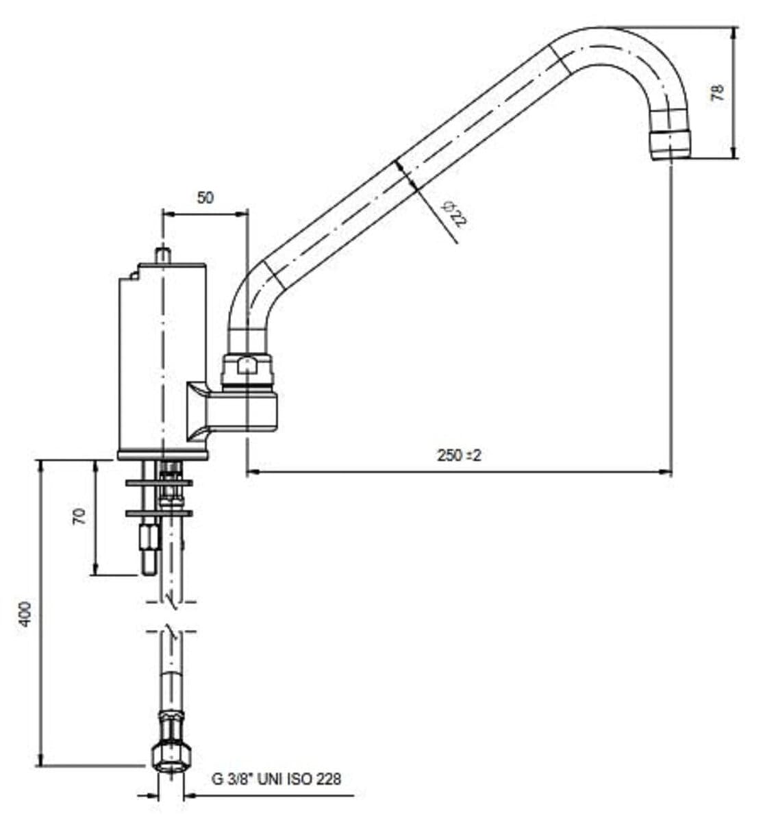 GastroHero Miscelatore monoforo professionale 200 | Forniture per la ristorazione