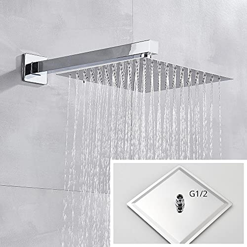 Robinet de salle de bain chrome avec système de douche mural complet 10" - 3
