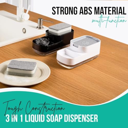 Image of SR Kitchen Soap Dispenser for Sink | 2-in-1 Liquid Dishwash Dispenser with Sponge Holder & Steel Scrubber | Steel Scrubber | 3-in-1 soap Dispenser | Sink Organizer, Durable & Rustproof