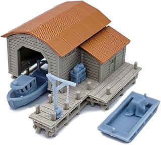 Outland Models Railway Scenery Boat House Set with Boat and Pier 1:160 N Scale