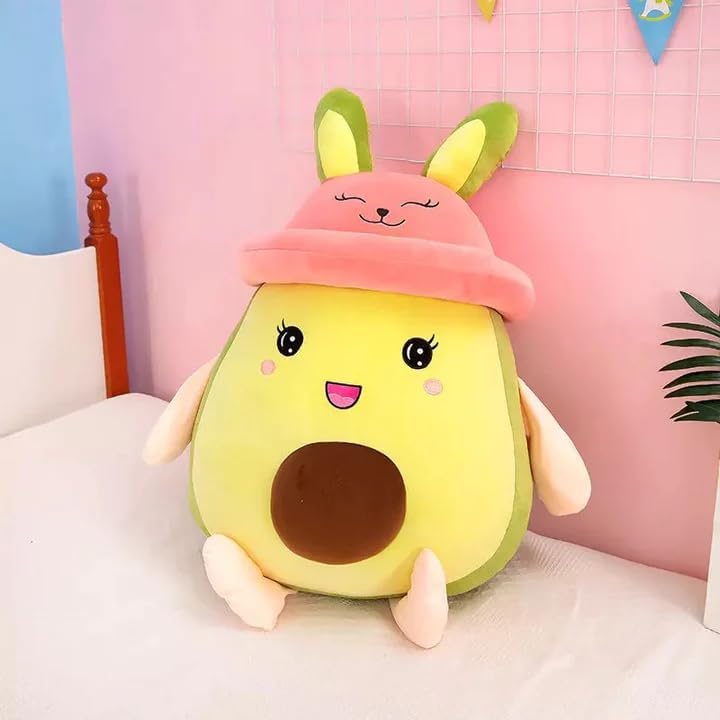 Image of HUG 'n' FEEL SOFT TOYS Smiling Avocado Plush Toy - Cute & Soft Stuffed Doll for Kids & Adults - Avocado Lovers 38cm