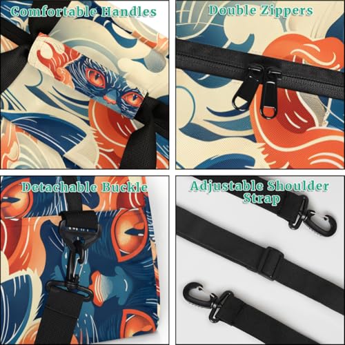 Pattern Cat Gym Travel Duffle Bag for Boys - Gymnastics Sports Dance Bag with Front Zipper Pocket for School Practice or Overnight Travel Weekender Sleepover Tote Bag Cat Prints4