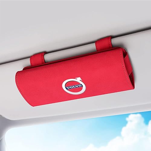 ADAGA Para Volvo XC40 XC60 XC90 V40 V70 V90 S40 S60 S70 - Caja organizadora de gafas de sol, emblema, visera solar, accesorios para gafas, color