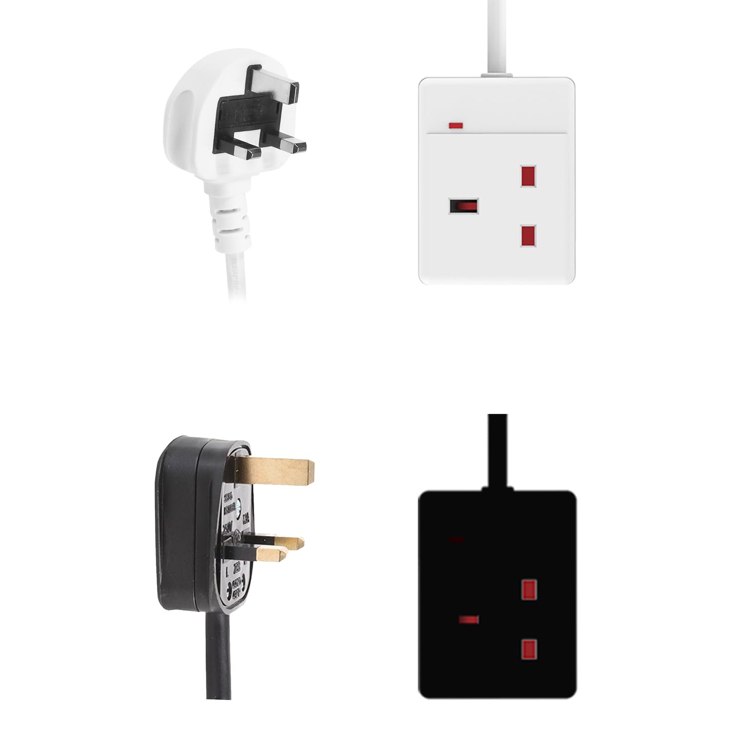The COZYBRITE 4-Gang 5M Extension Lead in white, featuring a UK 3-pin plug and safety certifications.