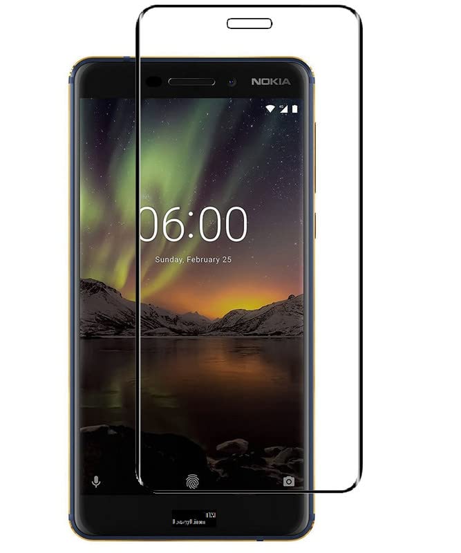 LazyLion 6D Tempered Glass for Nokia 6.1 Screen Protector with Wipes Kit (1 Pack)