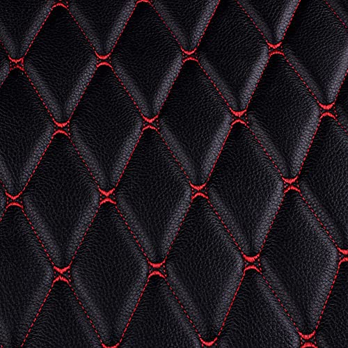 Tissu matelassé de voiture noir rouge en cuir PVC souple 155x100 cm