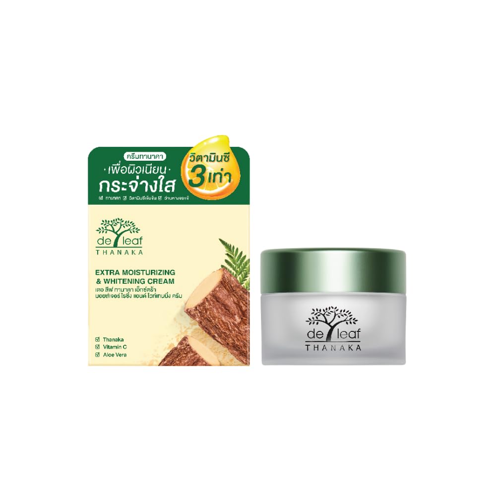 De Leaf Thanaka Moisturizing & Whitening Cream Extract with Multi-vitamin 1.5 Oz/45 G