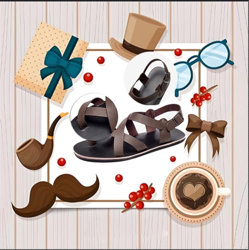 Summer Comfy Toe Corrector Slippers, Mens Bunion Relief Leather Breathable Sandals with Adjustable Metal Buckle Strap, Stylish Summer Non- Slip Holiday Flip Flops, for Dad Men Grandpa2