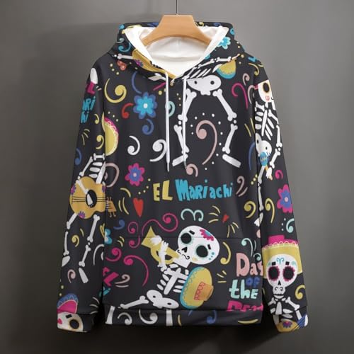 Manche longue hoody sweatshirt imprimé squelette coloré aux finitions soignées - 4