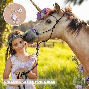 Collar Unicornio Niñas Hidepoo - Chapado Oro 14k Con Circonitas Coloridas