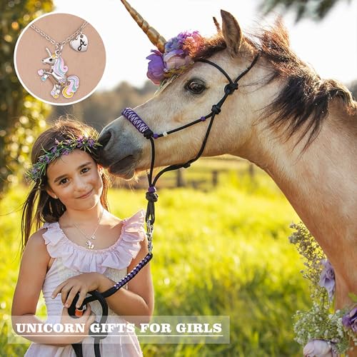 Unicorn Necklace Gifts for Girls - Colorful Initial Unicorn Necklace for Girls Teens Little Girl Jewelry Birthday Gifts3