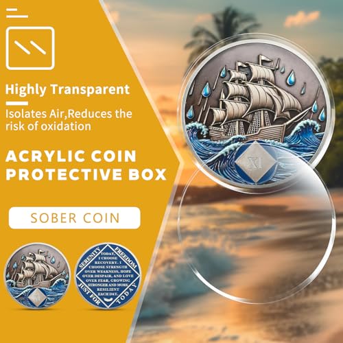 Image of NA Sobriety Coin - NA Medallions with Sailing Ship and Ocean Sobriety Chips NA Coins - Ideal Narcotics Anonymous Gifts for Men & Women Celebrating Recovery and Living Clean (11 Year)