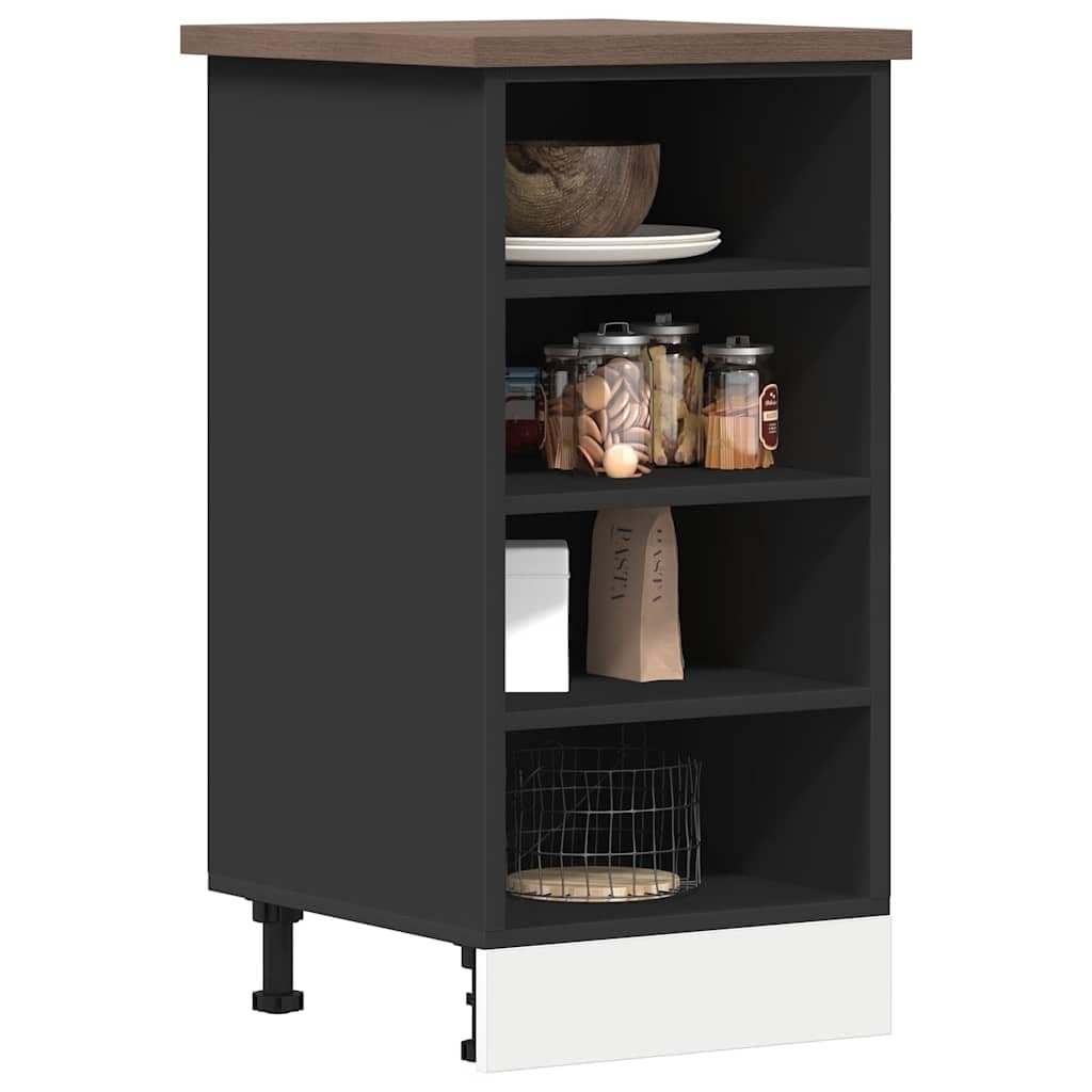 vidaXL Unterschrank Riga Schwarz 40x44,5x81,5 cm Holzwerkstoff,Küchenschrank, Gastronomieschrank, Gastro Möbel, Küchenmöbel, Aufbewahrungsschrank