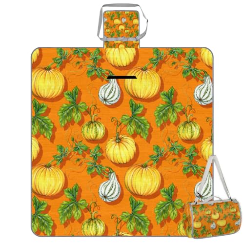 Shimoshe Picnic Blankets 57”x 59”, Beautiful Pumpkin Waterproof Sandproof Picnic Mat Lightweight Foldable Beach Blanket for Camping Park Grass Beach Outdoor Blanket