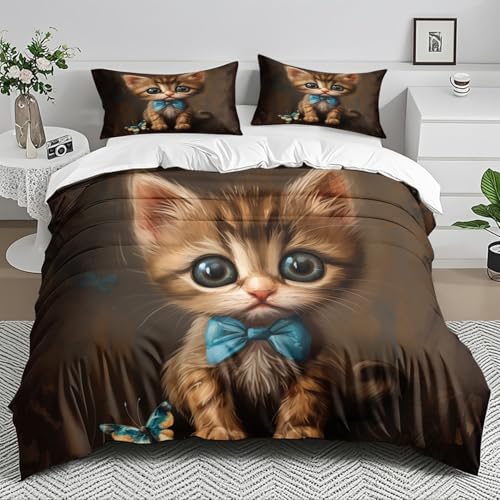 Housse de couette chat 240x260 pour cocooning à deux en hiver