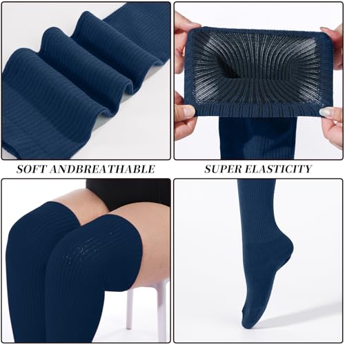 Image of Moon Wood Plus Size Thigh High Socks for Thick Thighs- Womens Knit Cotton Extra Long Over the Knee High Socks Leg Warmer