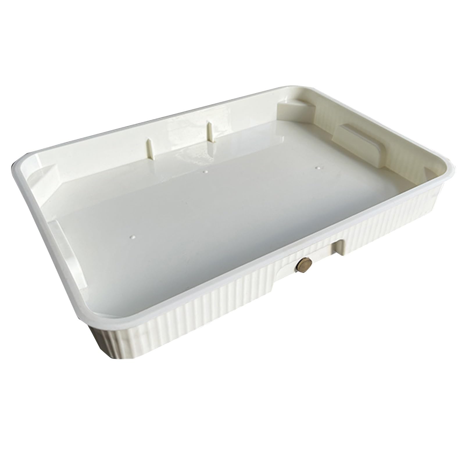 Bandeja Plastico Rectangular, Bandejas Decorativas, Tamaño Mediano con Desagüe, de Plástico, 36 X 25 X 5 cm(White)