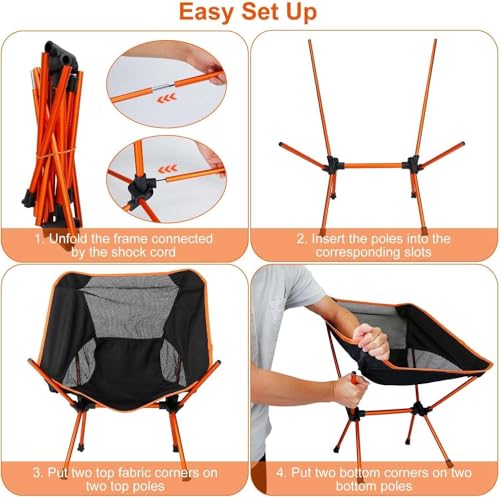 Image of Portable Camping Chair Backpacking Chair - Ultralight Folding Chair - Lightweight Foldable Chairs for Hiking Mountaineering Beach Garden Chair with a Carrying Bag for Outdoor Hiking