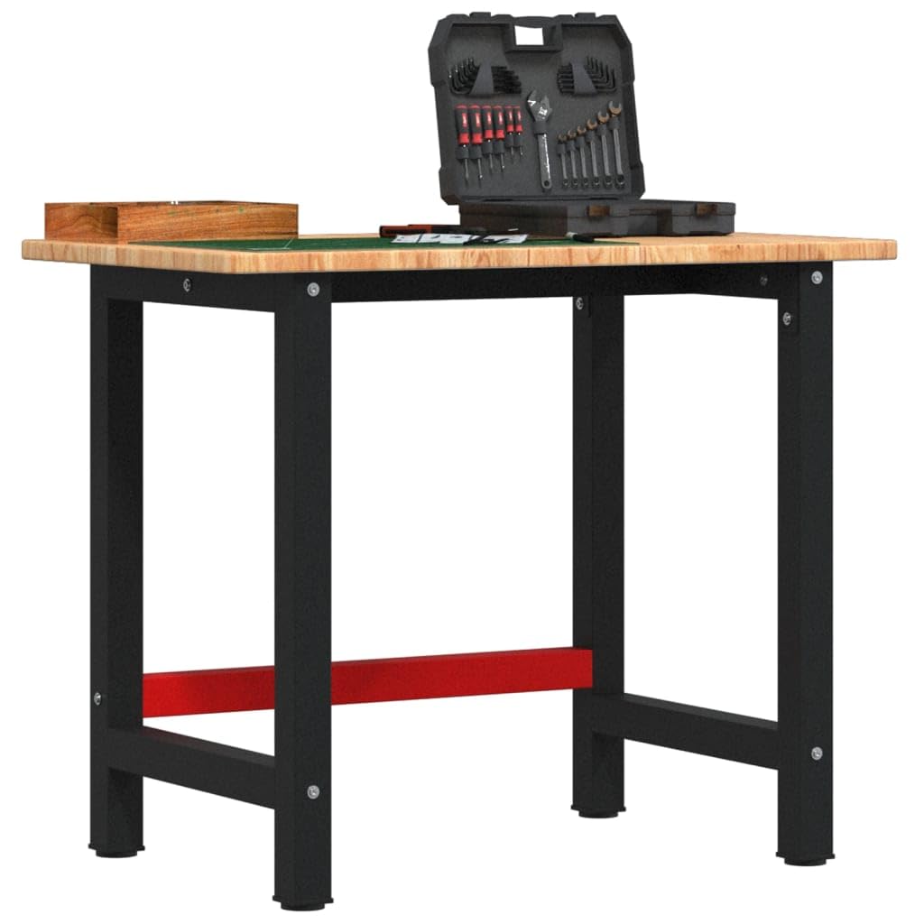 Genérico Banco de Trabajo Rectangular Madera Maciza Roble 100x60x81,5 cm,Bricolaje,Accesorios de Bricolaje,Organización y Almacenamiento de Herramientas,Mesas de Trabajo,Marrón,3309658