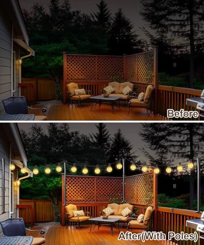 Postes de luz para cubierta exterior resistentes de 5 pies con clips de fijación pack de 6 2