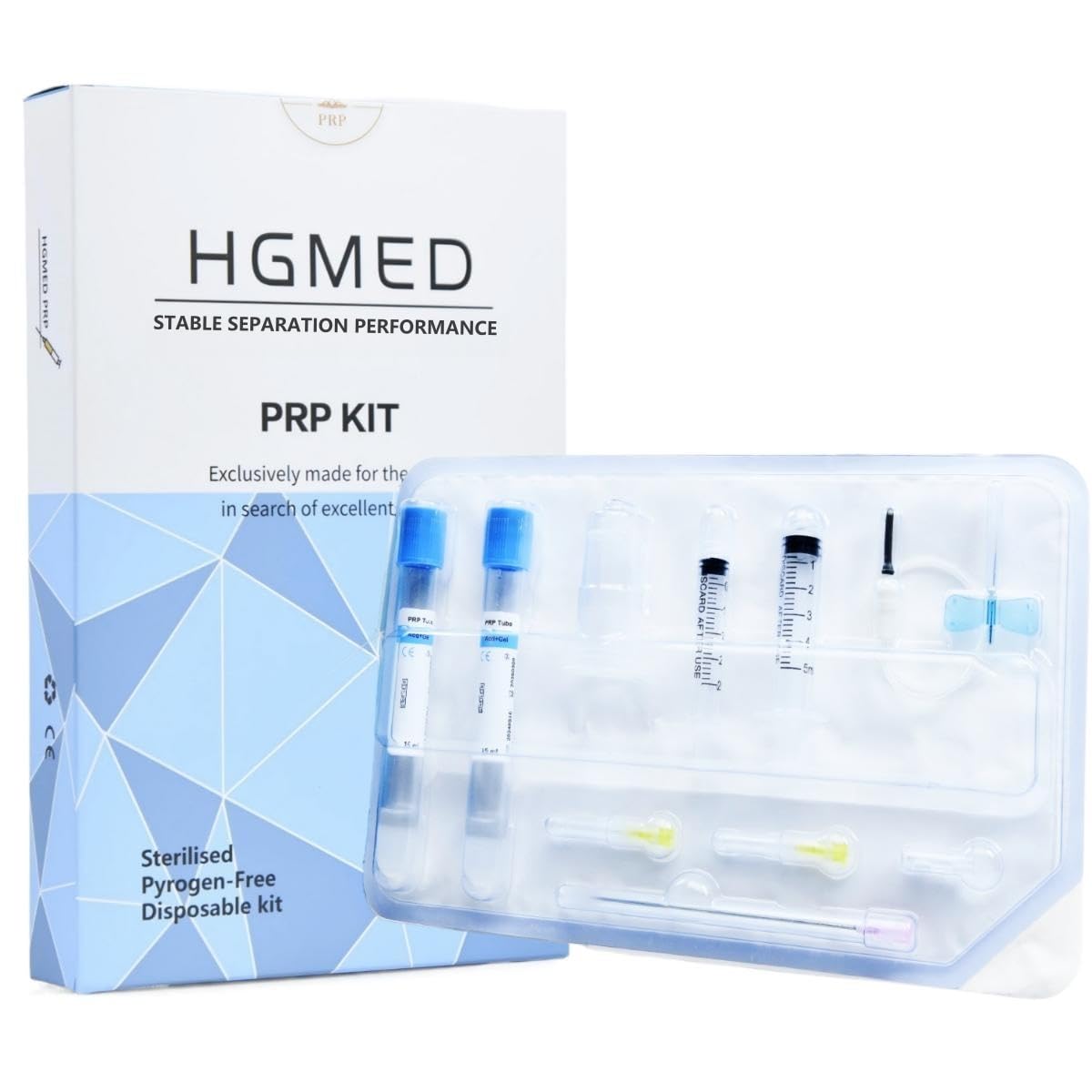 HGMED Centrifuge PRP Kits 2pcs 15ml Tubes for Lab centrifugation PRP Systerm,Complete Kits and Easy to Use, Negative Pressure for lab Preparation
