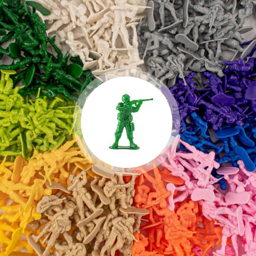 Divwa 200Pcs Army Men Toy Soldier Action Figure Playset with 10 Colors and 10 Poses Classic Plastic Green Khaki World War II WW2 Military Army Guy for Boys 6-8 8-12