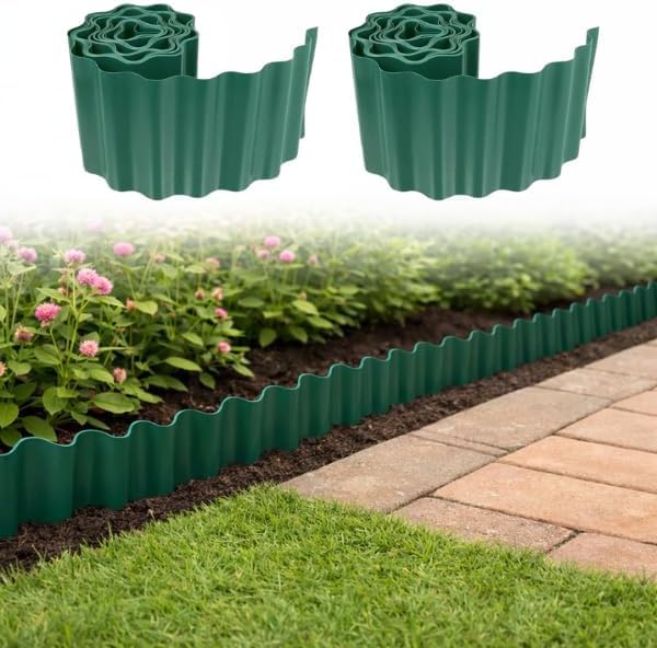 Pack of 2 Garden Border Edging Roll 9M x 15cm – Flexible Plastic Lawn Edging for Flower Beds, Pathways & Gravel Areas - Weather Resistant Landscape & Garden Separator