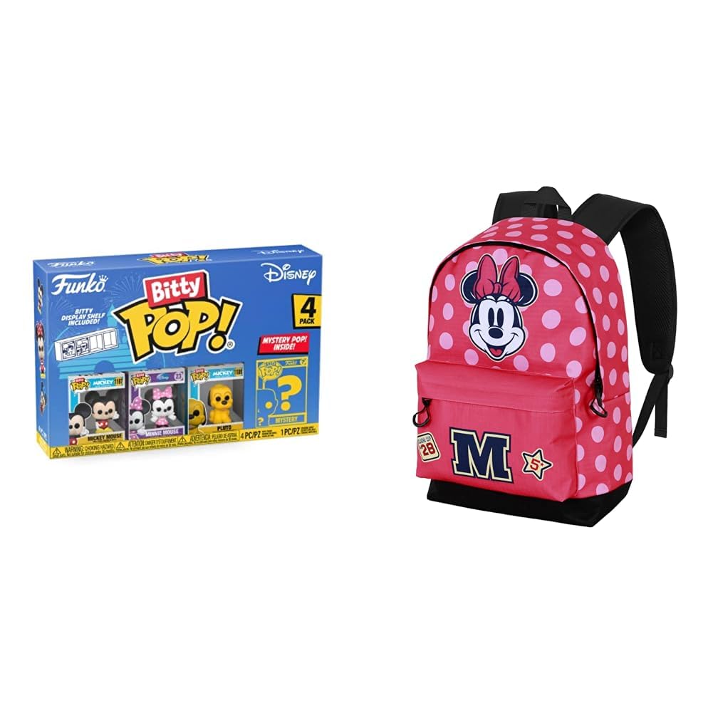 Funko Bitty Pop Disney Mickey/Minnie/Pluto Mini Figures 2.2cm Collectibles, Disney Backpack Minnie Class HS Fan 2.2 31×44cm Pink