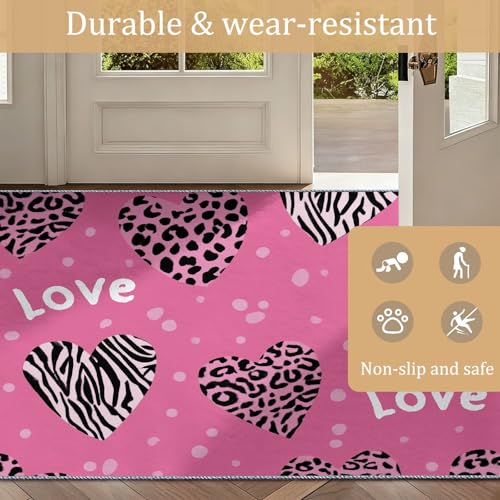 Tapis de chambre romantique rose et lavable pour le bonheur des enfants - 4