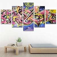 SIGNWIN 5 Panel Canvas Wall Art Modern Art Decorative Decorative Elements Digital Art Multicolor Patterns Urban for Home Decorations Ready to Hang - 60