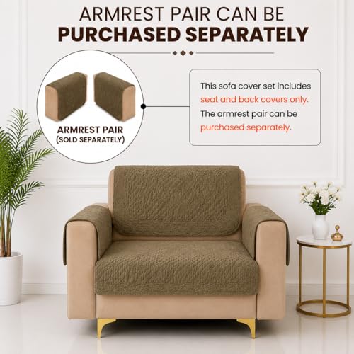 Image of Homerz Premium Petal Charm Sofa Cover | Embossed Floral Pattern | Soft Touch, Anti-Dust & Easy Wash Fabric Cloth, Washable and Durable (Brown, 1 Seater, Seat Cover with Backrest)