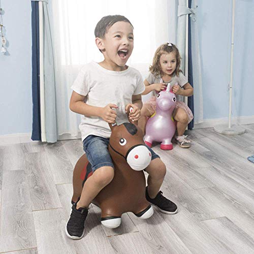 INPANY Bouncy Horse Hopper Toys, Toddlers Bouncing Farm Animals, Inflatable Jumping Hopping Horse, Ride on Rubber Bouncer for Kids, Outdoor Indoor Cool Birthday Gifts for 2 3 4 Year Old Girl Boy - Image 3