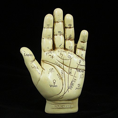 Image of 5" Palmistry Hand Figurine by David Lawrence Faux Ivory Colour comes with a palmistry Booklet