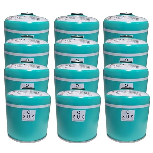 SOUK ONE Cartucho de gas premium 500 g (880 ml) 12 juegos con válvula de rosca EN417, cartucho de rosca B188, hornillo de camping, calentador de gas, cartucho de gas butano para camping (12 x 500 g)