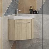 Acezanble Hoekwastafel badkamermeubel 40 cm wastafel met onderkast gastentoilet eiken