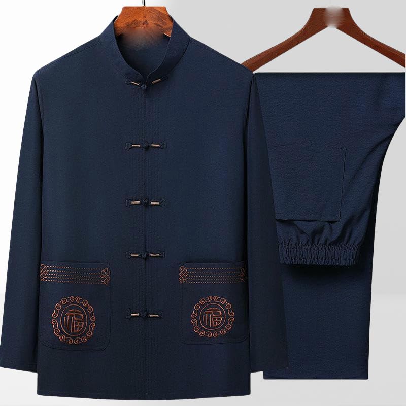 Costume Hanfu homme style chinois manches longues en soie - 3