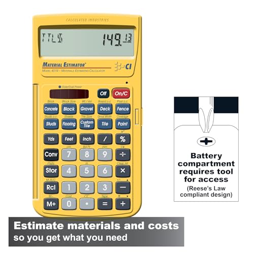 Image of Calculated Industries 4019 Material Estimator Calculator|Finds Project Building Material Costs for DIY's, Contractors,Tradesmen,Handymen and Construction Estimating Professionals,Yellow, (Pack of 12)