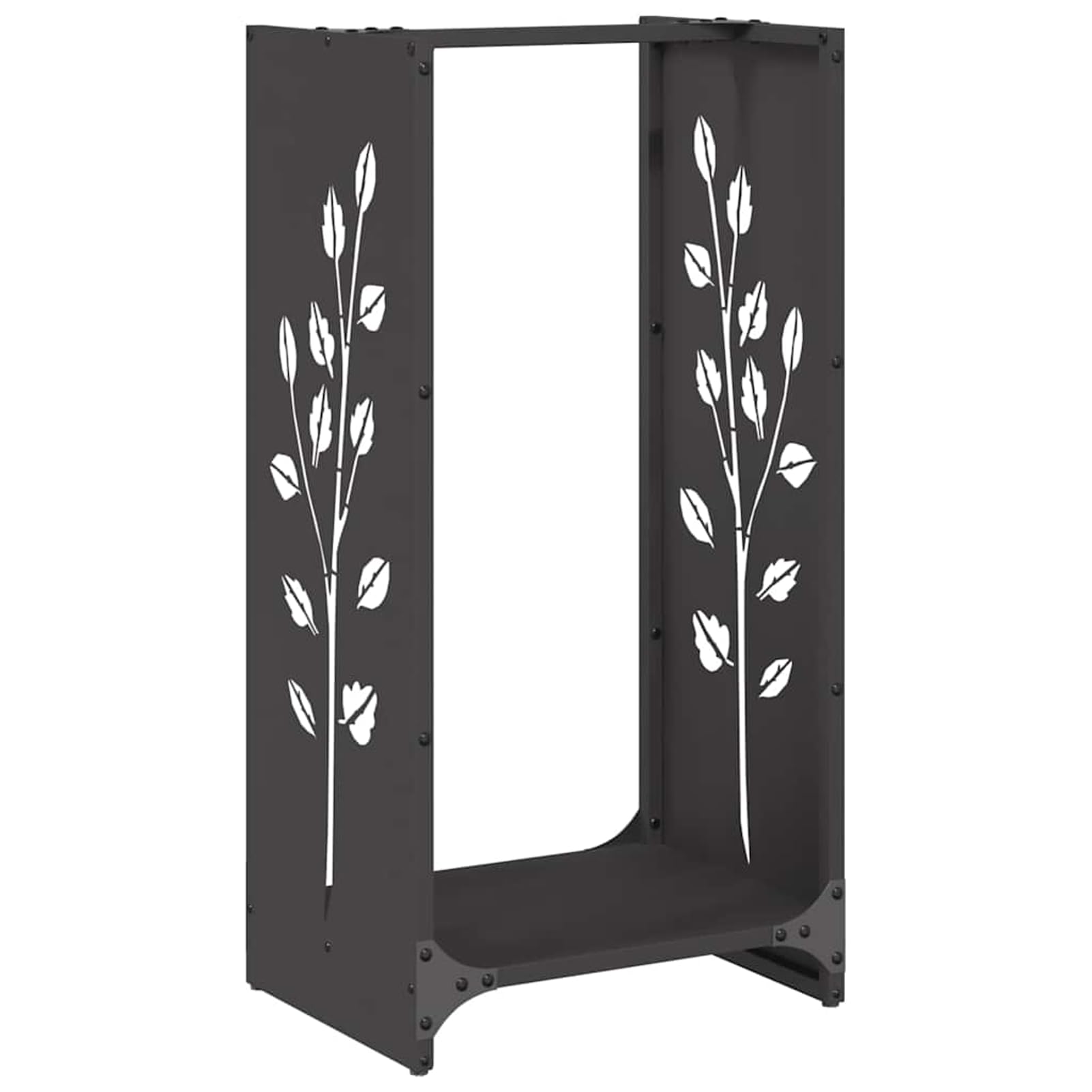 Gecheer Brennholzregal Schwarz 40x30x80 cm Kaltgewalzter Stahl, Kaminholzregal Kaminholzunterstand für innen und außen Lagerfeuer Camping Reisen864219