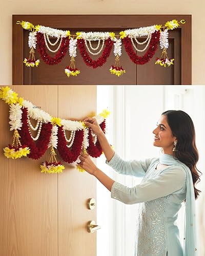 Image of Afarza Toran for Main Door Home Decoration Entrance Hanging Handmade Bandarwal Gift Item - Multicolor, 39 Inch