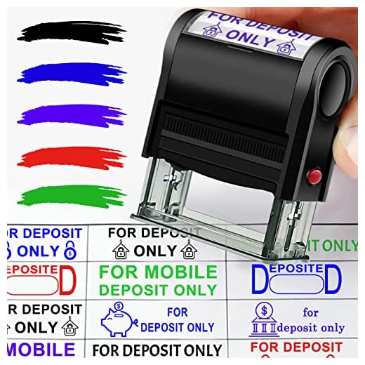Bertiveny Custom For Deposit Only Stamp Self Inking for Business Customized for Deposit Only Stamp,Bank Deposit Check Stamp, Personalize Office Stamp-up to 5 Colors,6 Deposit Designs(For Deposit Only)