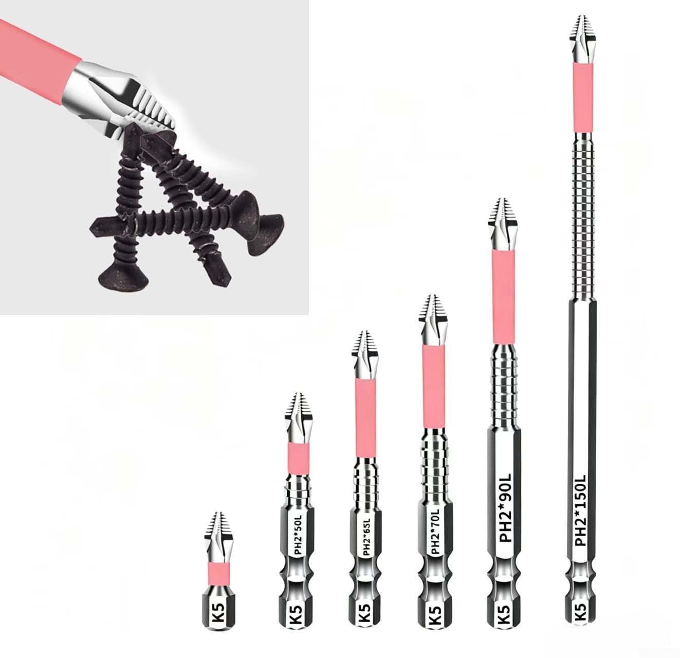 Bit per trapano PH2 Magnetico 6.35mm, Punta in Acciaio K5 per dura(6PCS)