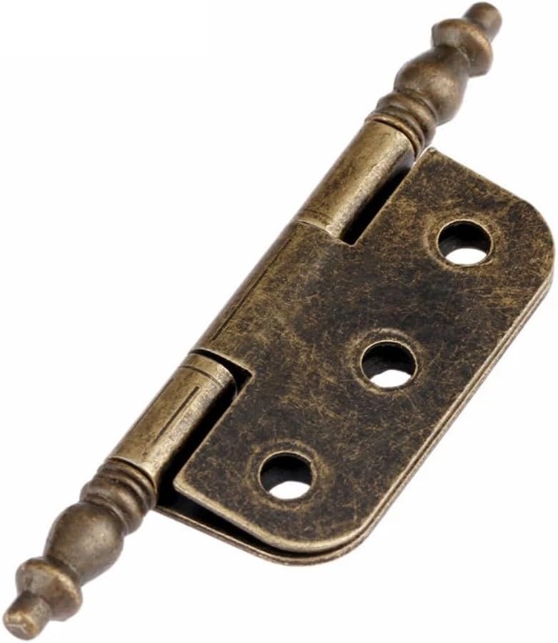 Antique Bronze Crown Head Decorative Door Hinges Cabinets, Cupboards & Wooden Boxes – 70 x 35 mm Iron Hinges with 6-Hole Mounting – Pack of 4 with Screws