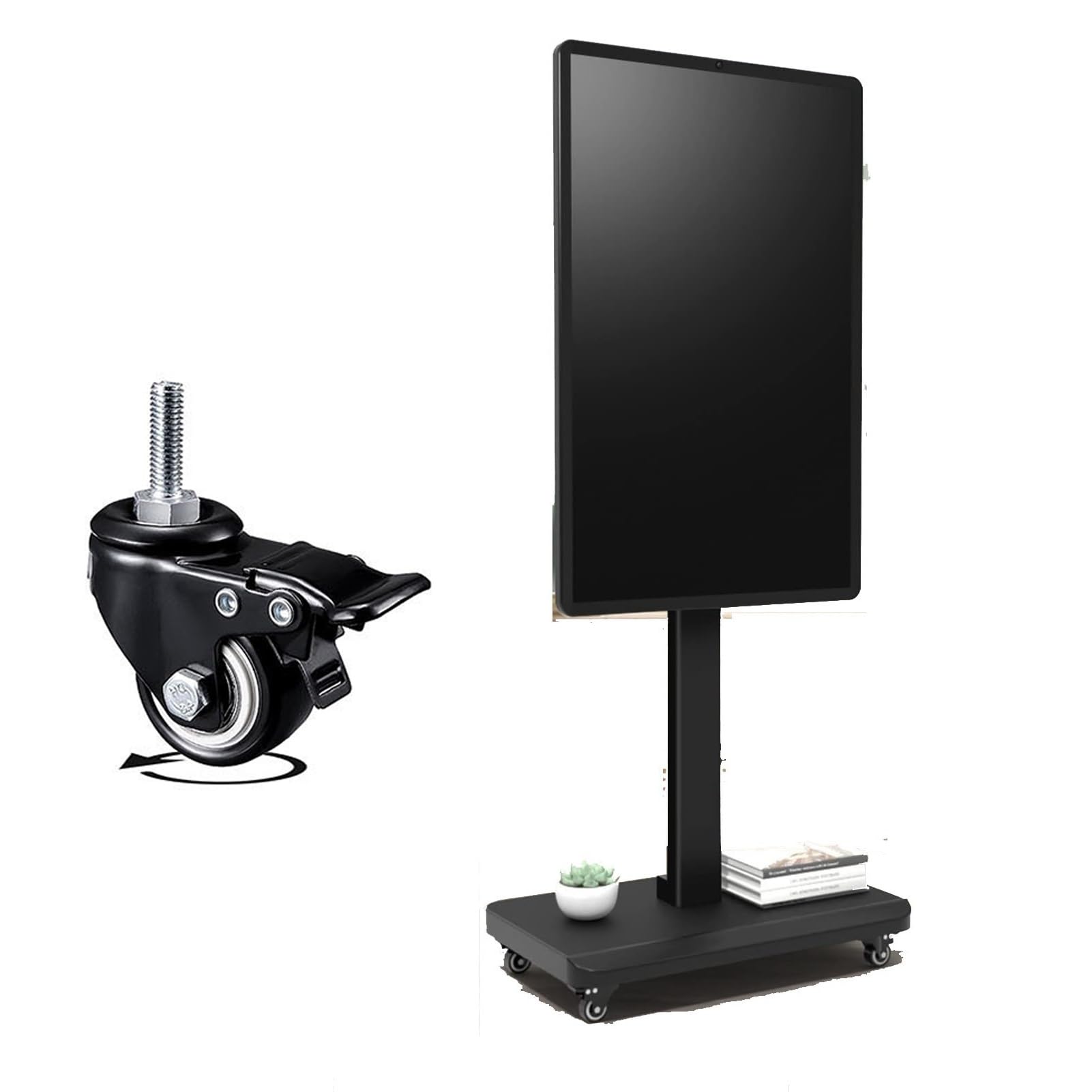 HPTHLY Mobile Tv Cart On Wheels - For 32-65 In Screen Tvs, Horizontal And Vertical Screen Rotation Rolling Tv Stand, Portable Floor Tv Stand Holds, Up To 100Kg