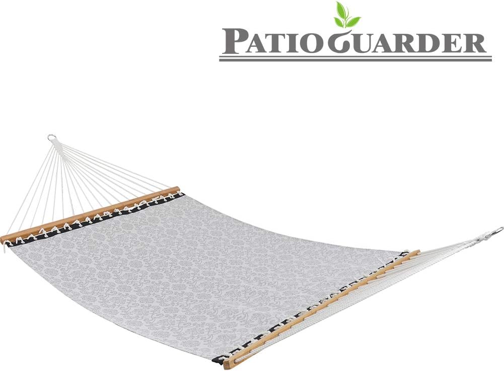 Patio Guarder 14 FT Portable Hammock with Double Size, Quick Dry Hammock with Solid Bamboo Spreader Bar and Chains, Outdoor Patio Yard Beach Hammock, UV Resistance, 450 Lb Capacity, Jacquard