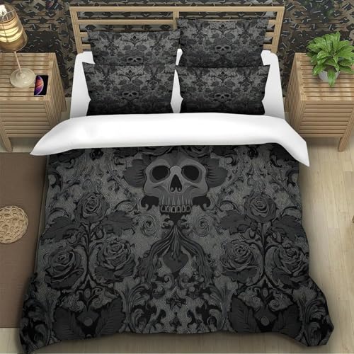 Housse de couette crâne 3D zippée infroissable en microfibre - 5